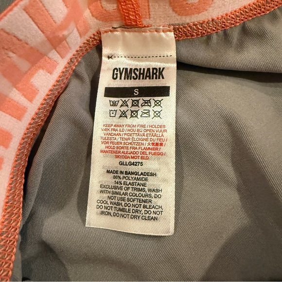 Gymshark Grey Leggings with Peach Waistband Size Small - Picture 3 of 4